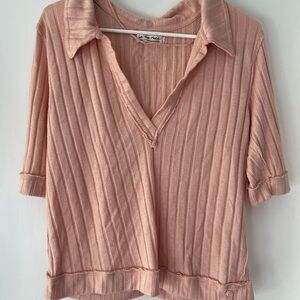 We the Free Ribbed V-Neck Top